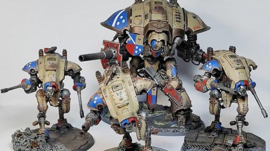 Warhammer 40k Imperial Knights army guide - Photo provided to the author by Instagram user @40ksteve showing a Knight Lance of Imperial Knight house Griffith