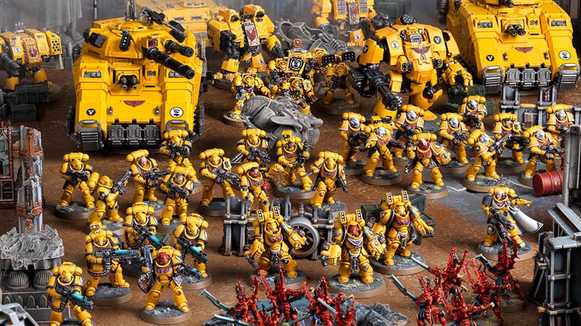 Warhammer 40k Space Marines guide - Warhammer Community photo showing Imperial Fists Primaris models