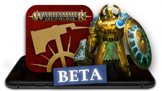 New Warhammer Age of Sigmar app launches in beta - Warhammer Community graphic showing the new Age of Sigmar app logo and the word BETA