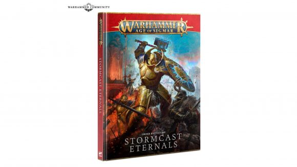Warhammer Age of Sigmar Stormcast Eternals and Orruk Warclans battletomes pre-order - Warhammer Community photo showing the cover art for the new Stormcast Eternals battletome