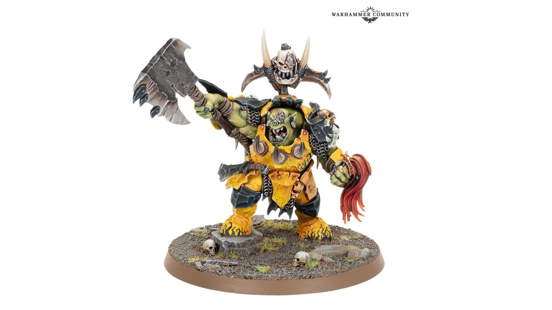 Warhammer+ future is bright - Warhammer Community photo showing the Orruk Megaboss exclusive model
