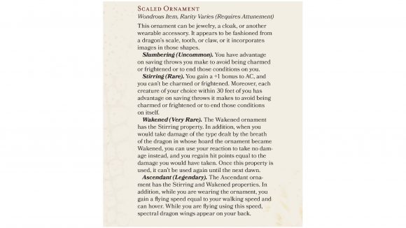 Dungeons and Dragons Fizban's Treasury of Dragons preview text for the Scaled Ornament magic item