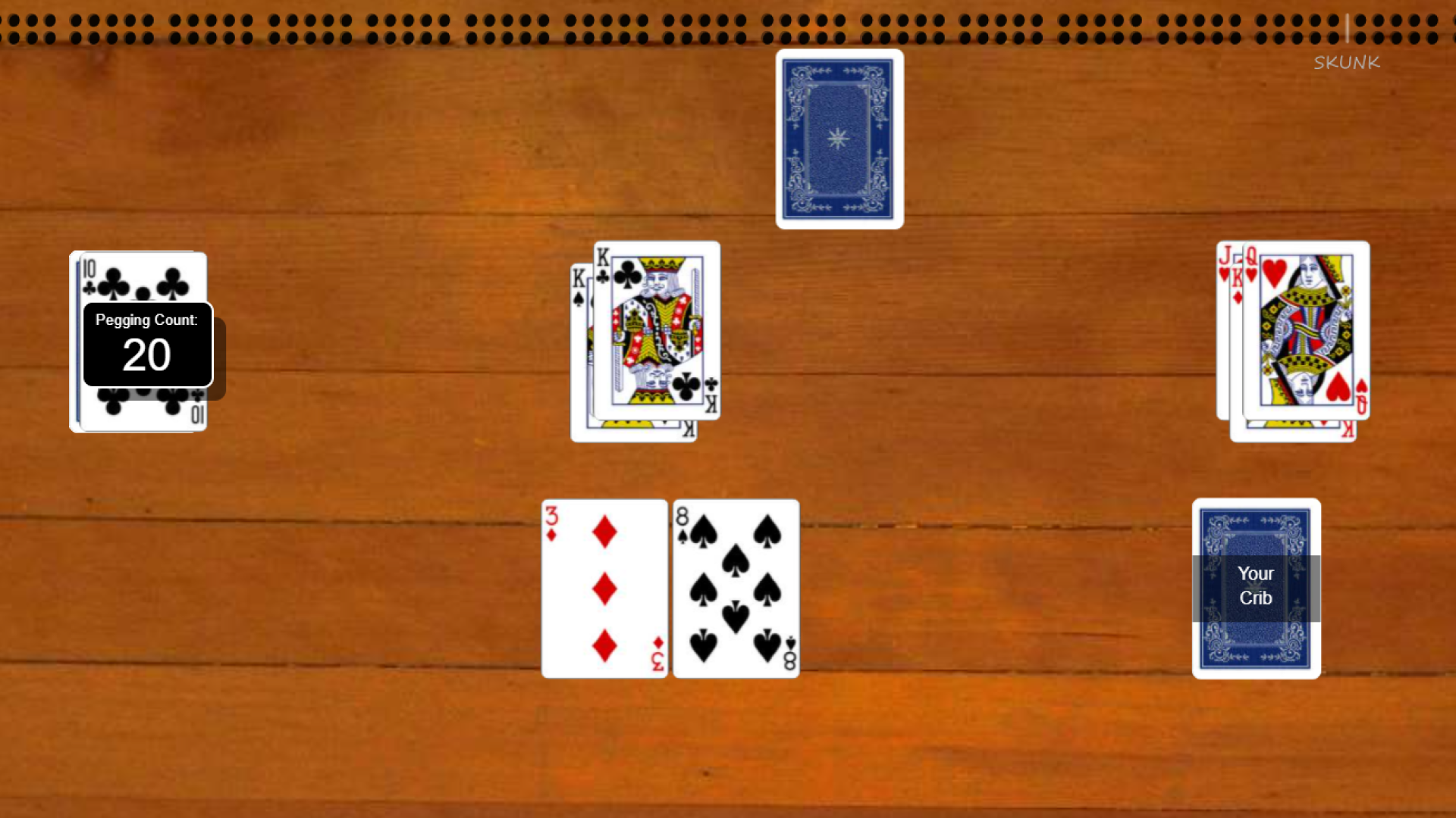Free card games - a game of Cribbage being played online