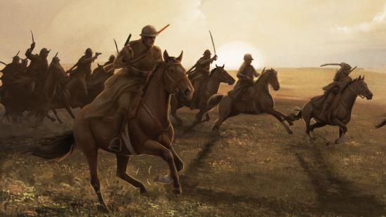 Hearts of Iron 4 DLC No Step Back an artwork of Polish cavalry charging into battle