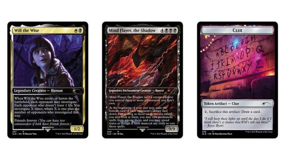 Magic: The Gathering Stranger Things Secret Lair cards and clue token