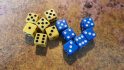Mantic Games OverDrive review - Author's photo showing the blue and yellow dice in the core set