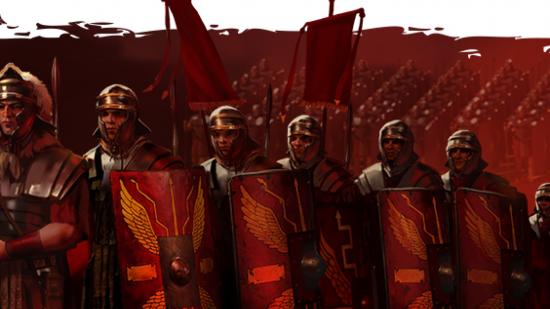 Total War Rome The Board Game Gamefound launch date - PSC artwork showing roman legionaries marching