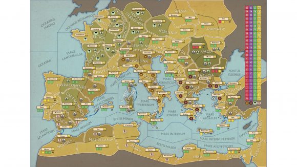 Total War: ROME: The Board Game release date - Plastic Soldier Company dev diary photo showing the game's map of Europe