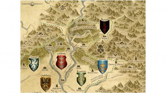 Warhammer: The Old World map of the northern Border Princes factions