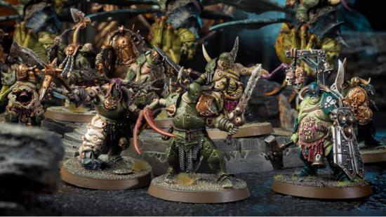 Age of Sigmar Vanguard Maggotkin of Nurgle blighlords painted and displayed