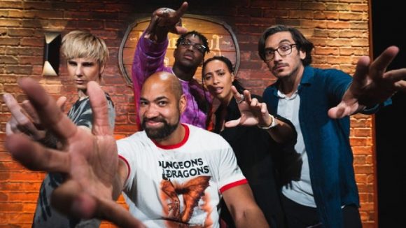 DnD TV Show Invitation to Party cast members pointing to the camera