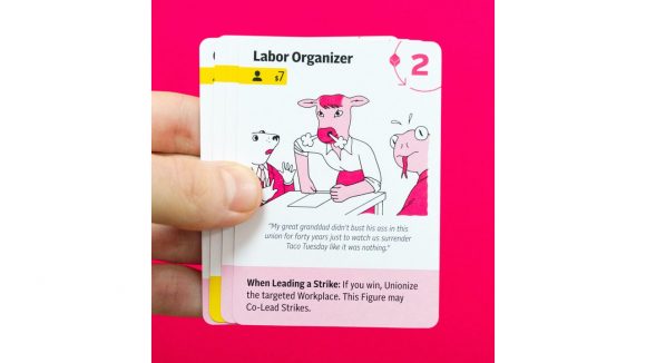 Marxist board game Class War: The Jacobin Board Game Labour Organiser card