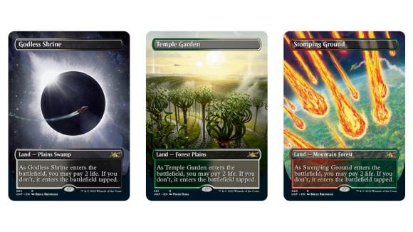 Magic: The Gathering three Shock Lands from Unfinity