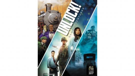 Pandemic Ticket to Ride escape room game - Space Cowboys photo showing the box art for Unlock! Game Adventures