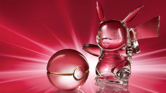 Pokemon Pikachu and Poke ball crystal figures