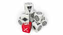 Skyrim board game dice in a pile