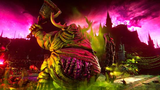 Warhammer 40k: Chaos Gate - Daemonhunters a Great Unlean One of Nurgle holding a huge bell