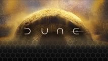 Dune board game - official artwork showing a sand worm on arrakis