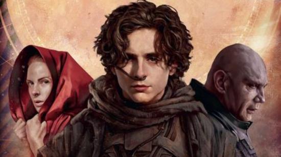 Official artwork from the box of Dune: House Secrets. It shows three of the main characters with Paul in the centre.