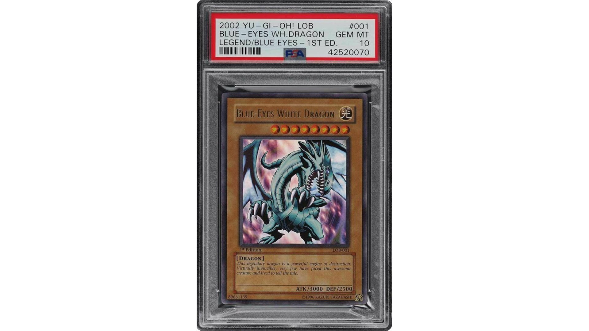Most expensive Yugioh cards - photo of rare YuGioh card, the graded Blue-Eyes White Dragon