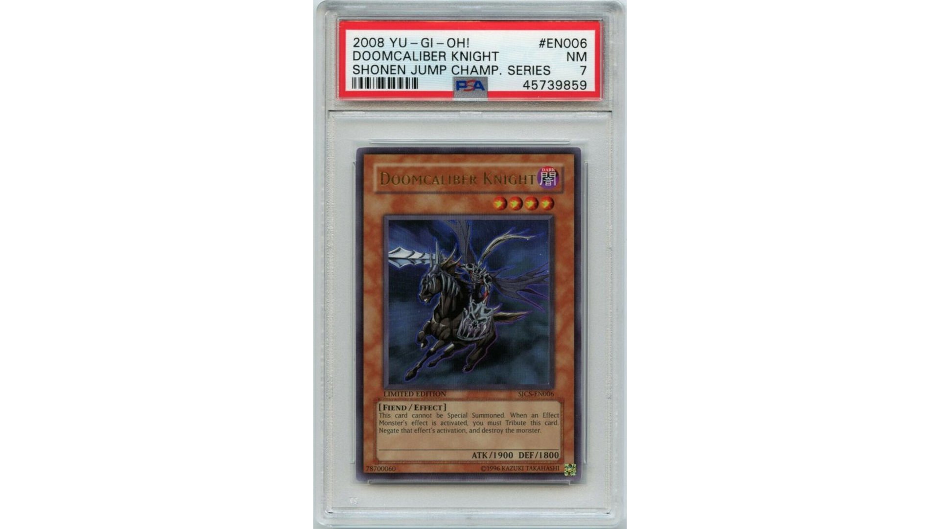 Most expensive Yugioh cards - photo of a graded Deoomcaliber Knight card, a rare YuGiOh card