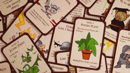 A selection of cards from the game Munchkin.