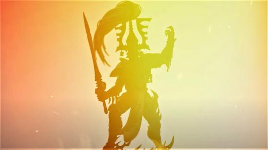 Warhammer 40k Craftworlds Eldar Avatar of Khaine confirmed - GW video screenshot showing the silhouette of the new Avatar of Khaine model