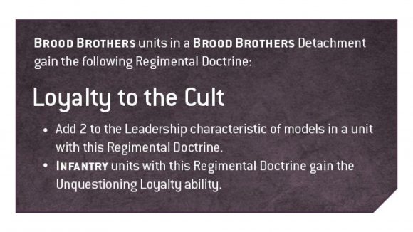 Warhammer 40k Genestealer Cults Brood Brothers rules update - Warhammer Community graphic showing the new Loyalty to the Cult rule