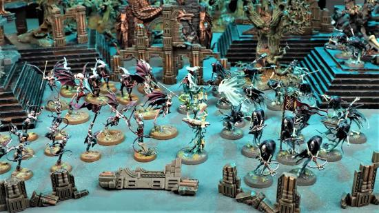 Warhammer Age of Sigmar Arena of Shades battlebox release date - warhammer community photo showing all the daughters of khaine and nighthaunt models included