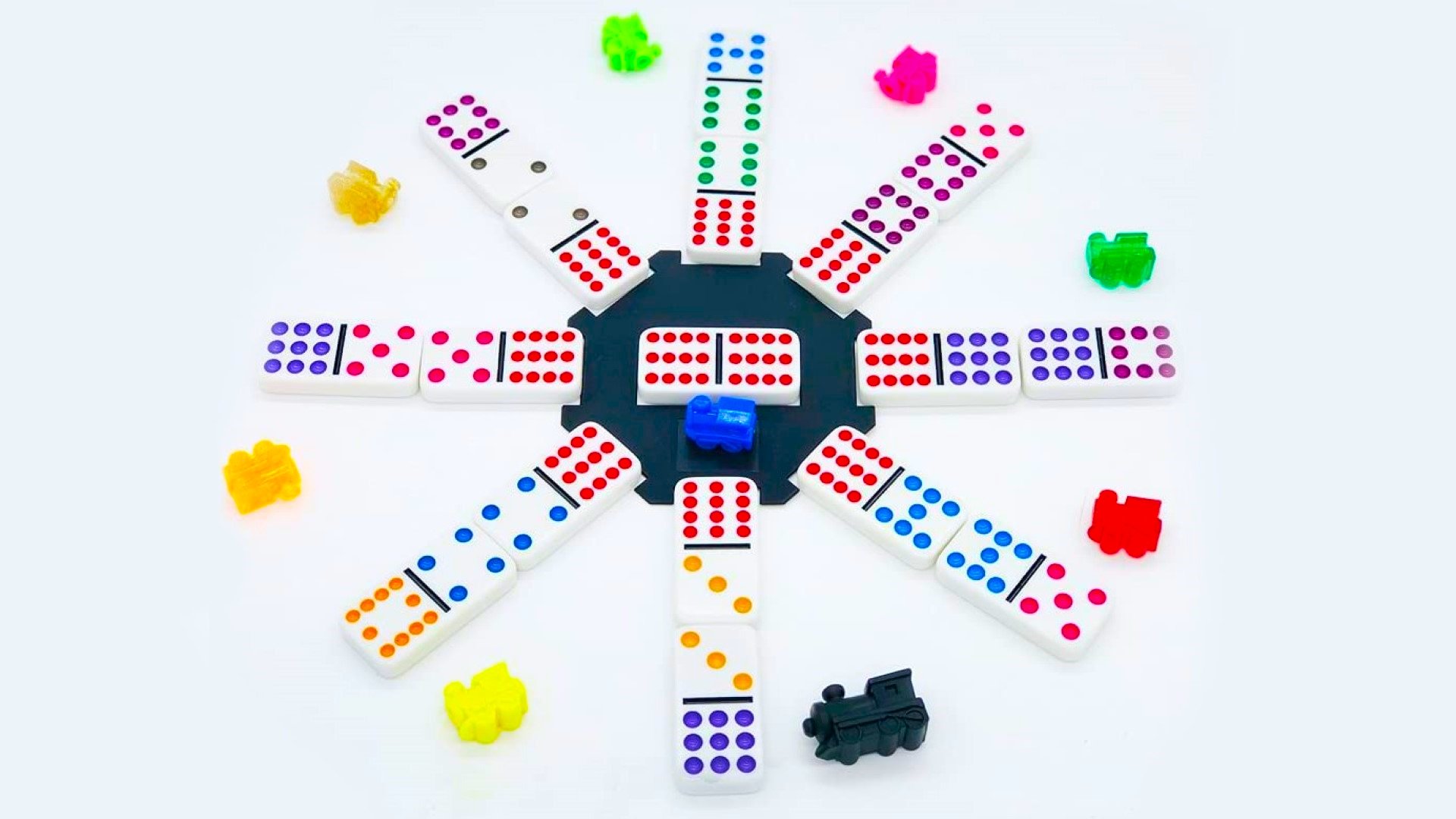 How to play dominoes Mexican Train setup photo