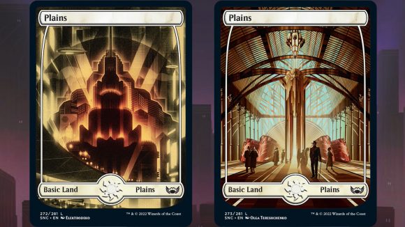 Streets of New Capenna Guide: MTG spoilers for streets of new capenna showing a full art plains