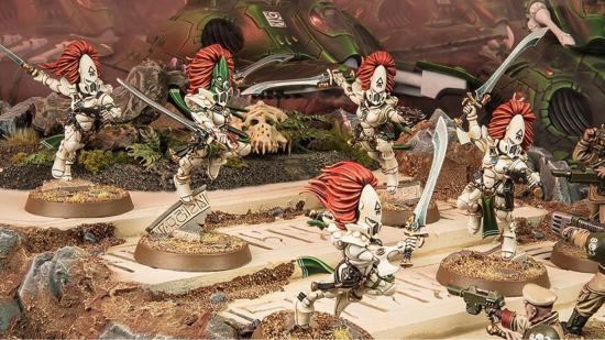 Warhammer 40K howling banshee models charging across a battlefield - from Warhammer Community