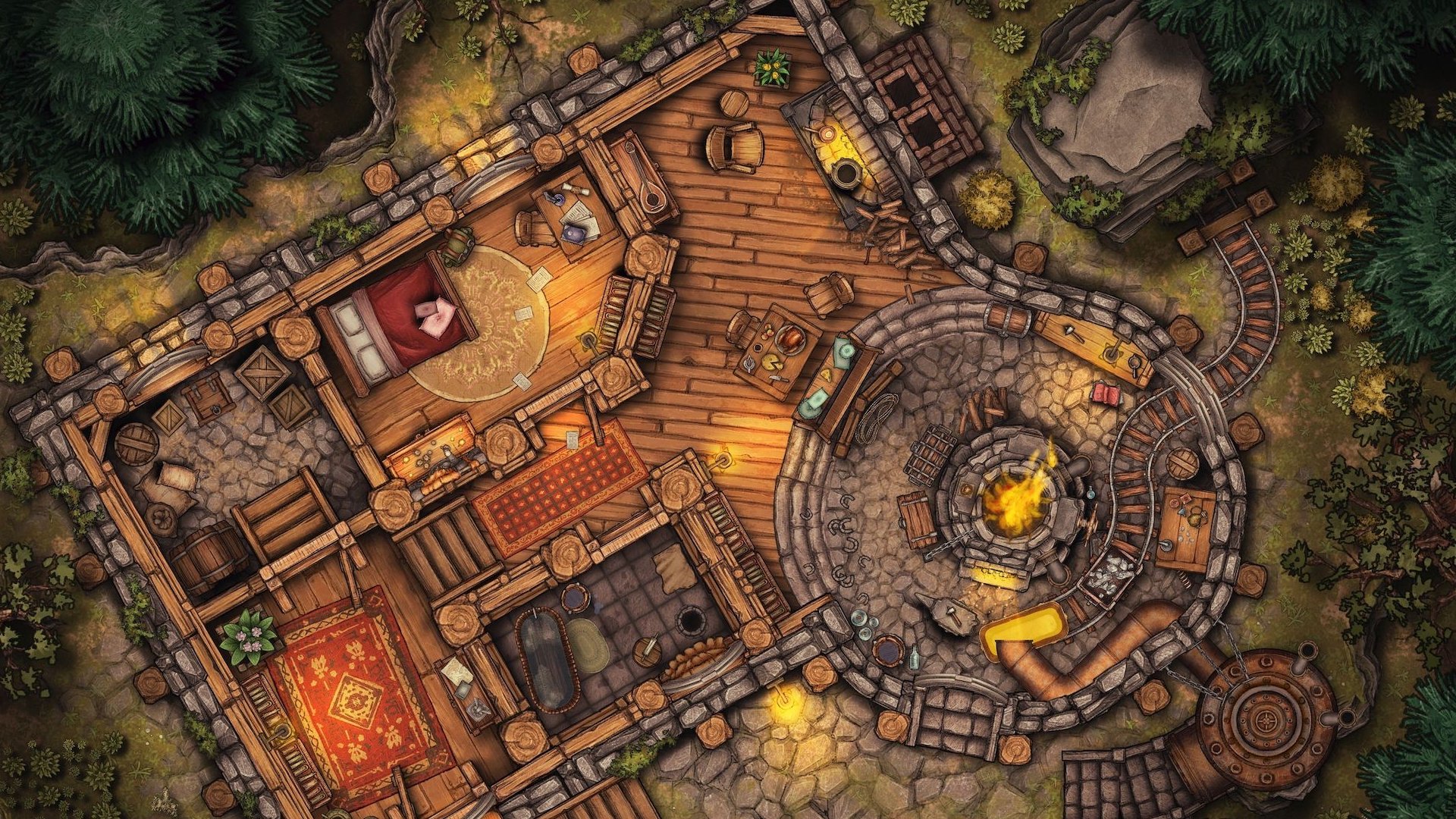 DnD maps and best DnD map makers: author screenshot showing a DnD map of a building from the Inkarnate Pro map maker