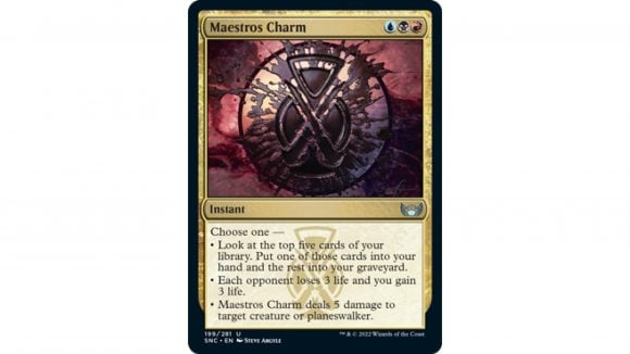Magic the Gathering Streets of New Capenna release date: the MTG card Maestros Charm