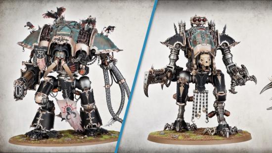 Warhammer 40k Chaos Knights codex and models reveal - Warhammer Community photo showing the new Chaos Knights War Dog Karnivore and Knight Abominant