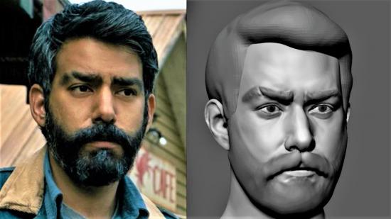 Warhammer 40k fan and Netflix actor Rahul Kohli makes mini of himself - Rahul Kohli Twitter photo showing Sheriff Hassan from Netflix show, and Kohli's 3D model side by side