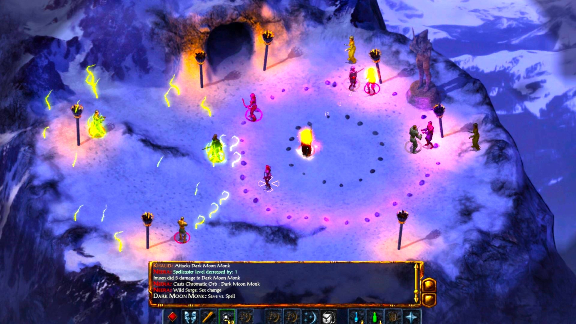 DnD video games - Baldur's Gate mountain ritual gameplay sceen