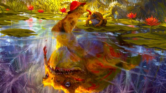 Magic the Gathering, Vision of Dominance card - Paddington Bear and dangerous frog