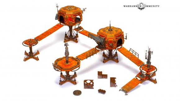 Warhammer 40k Necromunda Ash Wastes boxed set - multi-layered orange terrain models