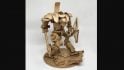 Warhammer 40k imperial knight cardboard: An imperial cerestus knight-lancer made entirely from cardboard, including the base