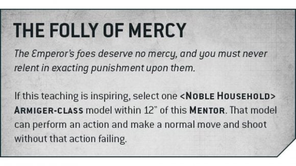 Warhammer 40k imperial knights armiger knightly teachings: the rules of a new warhammer 40k ability, folly of mercy