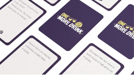 Best drinking board games guide - One More Drink sales photo showing the game prompt cards