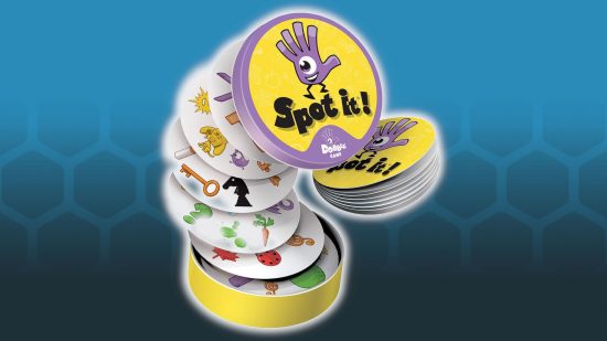 Best drinking board games guide - Spot It! / Dobble sales photo showing the game cards and tin