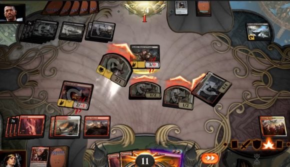 Best free strategy games: a screenshot shows a card game in progress in Magic: The Gathering Arena.