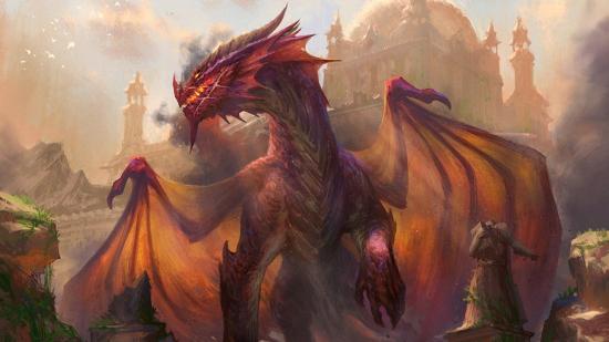 mtg battle for baldurs gate commander decks - artwork of a giant red dragon