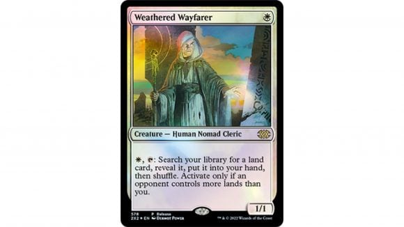 Magic The Gathering Double Masters 2022 release date the card Weathered Wayfarer