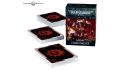 Warhammer 40k Chaos Knights datacards packaging and cards, split into three face-down decks