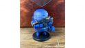 Warhammer 40k paint pot challenge - a blue paint pot, customised to have arms, legs, and a gun