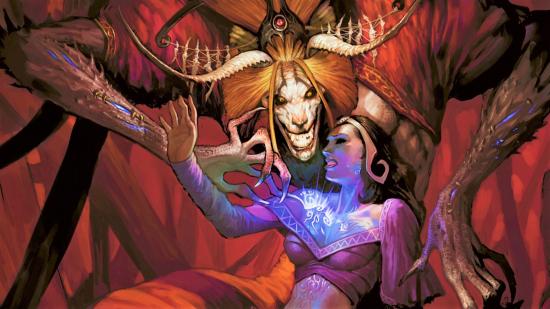 Magic the Gathering tutors - artwork of a demon leaning over Liliana