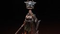 Warhammer 40k Imperial Guard models Ursula Creed- The new ursula creed model on a black background